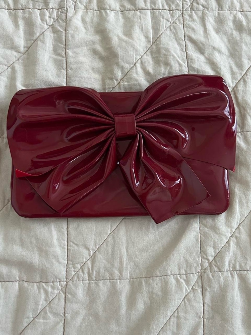 Glossy Nordstrom Burgundy Bow Clutch Handbag
